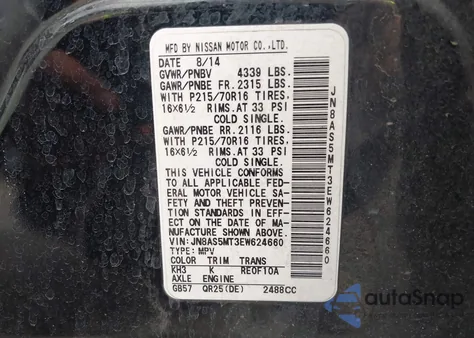 2014 Nissan Rogue Select S from USA, damaged, VIN JN8AS5MT3EW624660